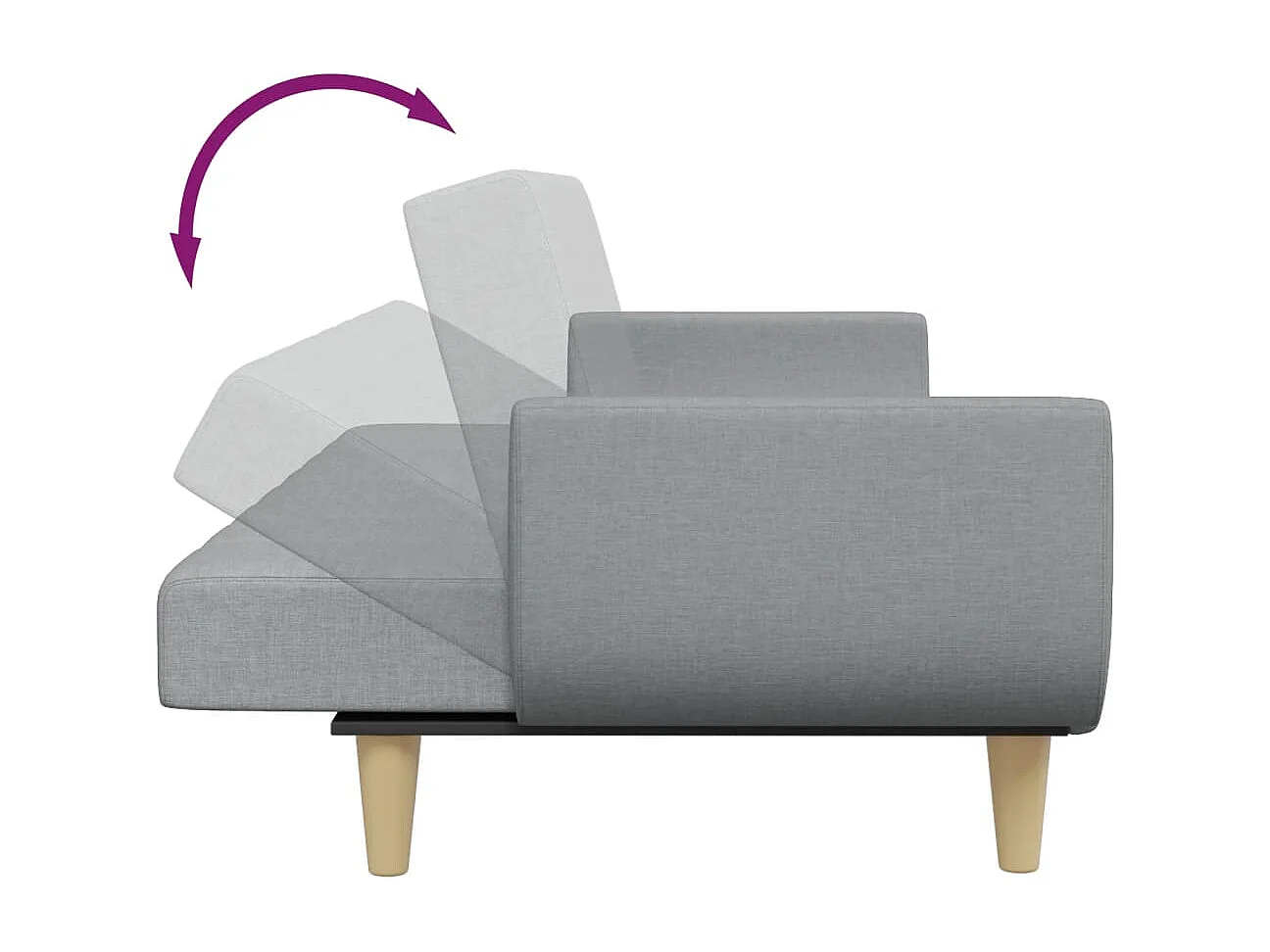 Sofá-cama de 2 lugares c/ apoio de pés tecido cinzento-claro
