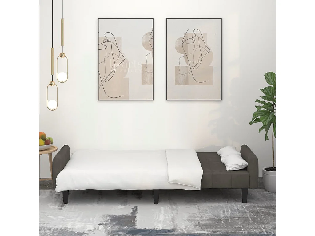 Sofá-cama de 2 lugares veludo cinzento-escuro