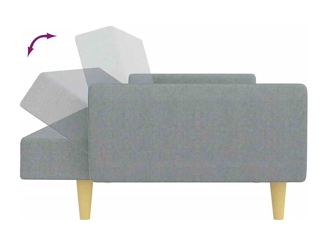 Canapé-lit à 2 places avec repose-pied gris clair tissu