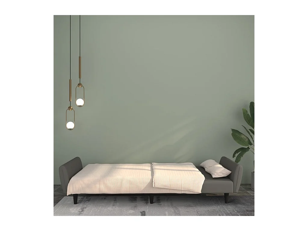 Canapé-lit à 2 places gris foncé velours