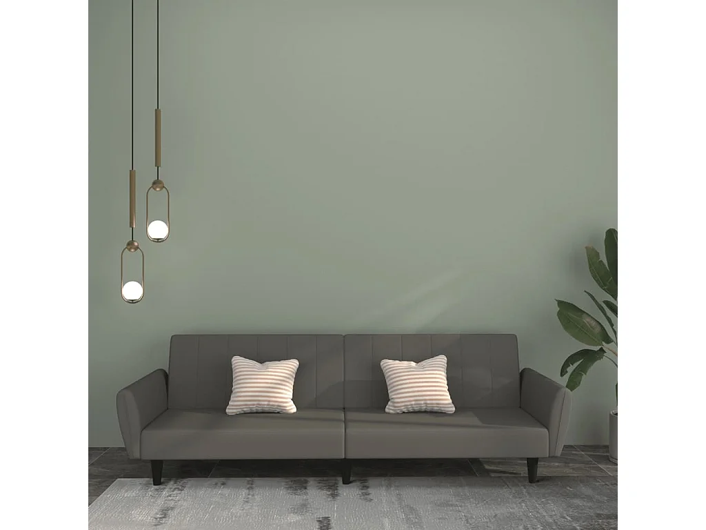 Canapé-lit à 2 places gris foncé velours