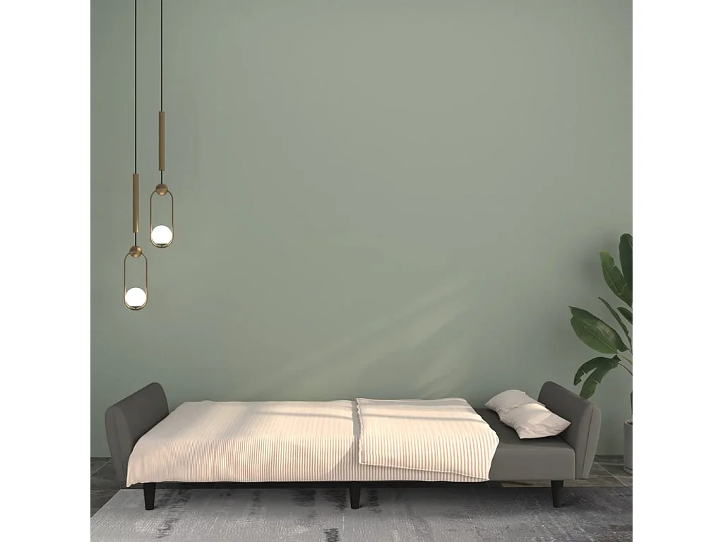 Canapé-lit à 2 places gris foncé velours