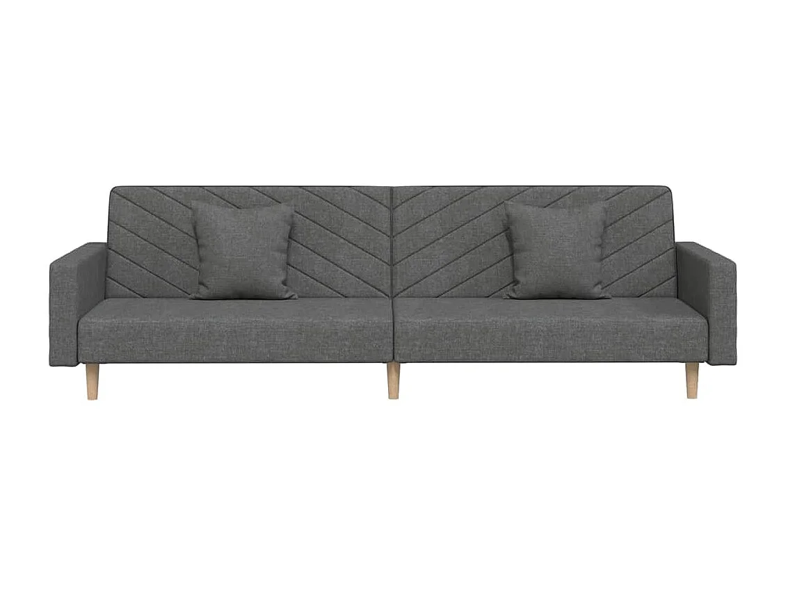 Sofá-cama 2 lugares com duas almofadas tecido cinzento-escuro