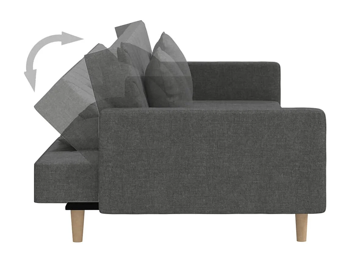 Sofá-cama 2 lugares com duas almofadas tecido cinzento-escuro
