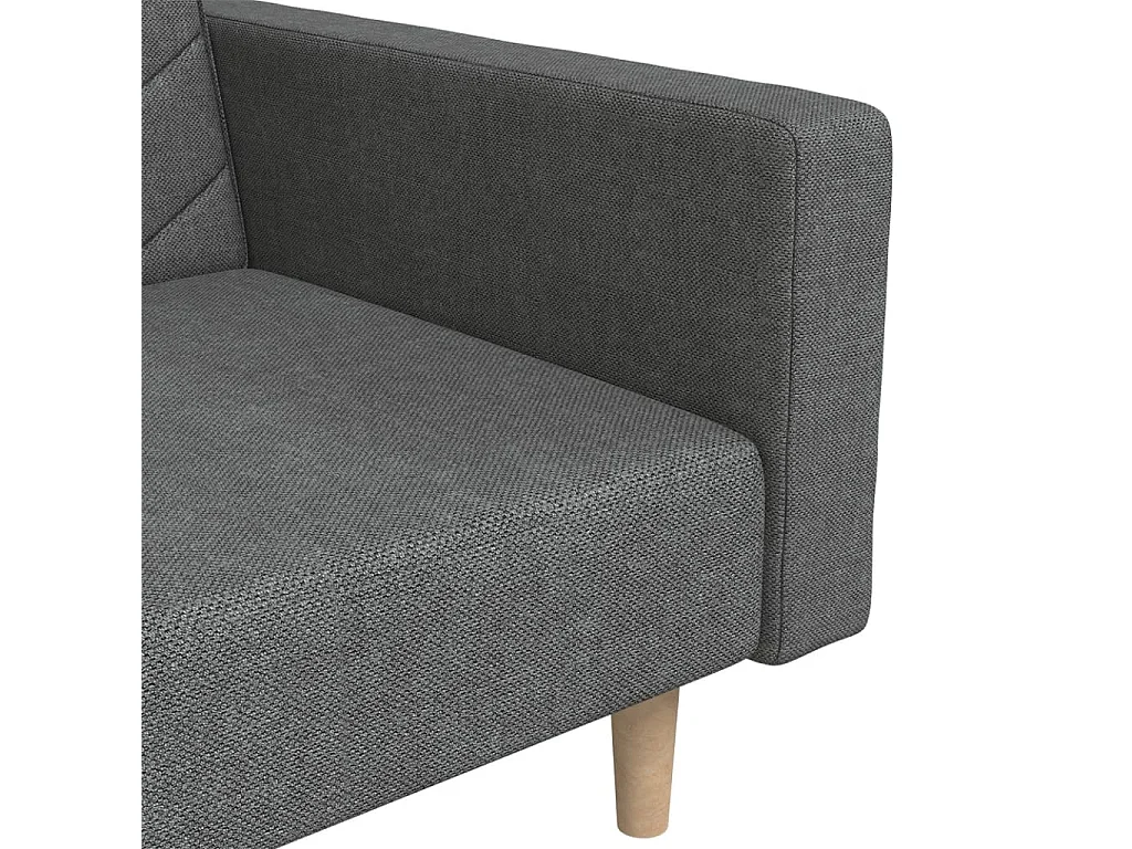 Sofá-cama 2 lugares com duas almofadas tecido cinzento-escuro