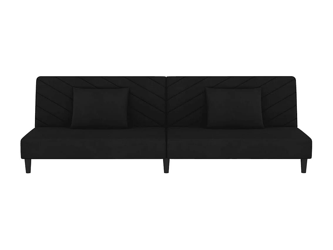 Sofá-cama 2 lugares com duas almofadas veludo preto