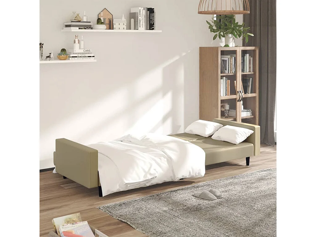 Divano Letto a 2 Posti Cappuccino in Similpelle