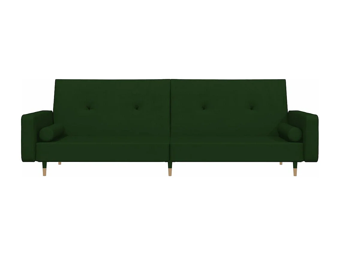 Canapé-lit à 2 places avec deux oreillers Vert foncé Velours