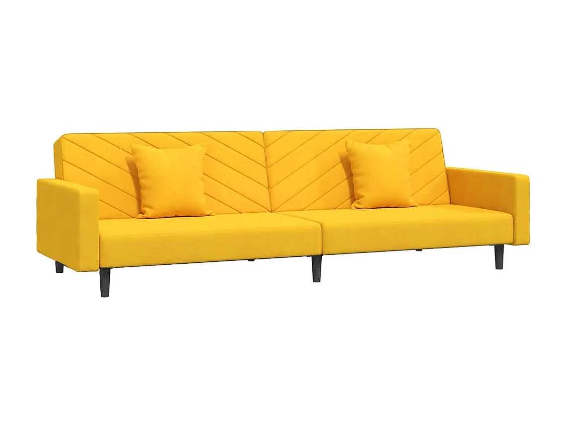 Sofá-cama 2 lugares com duas almofadas veludo amarelo