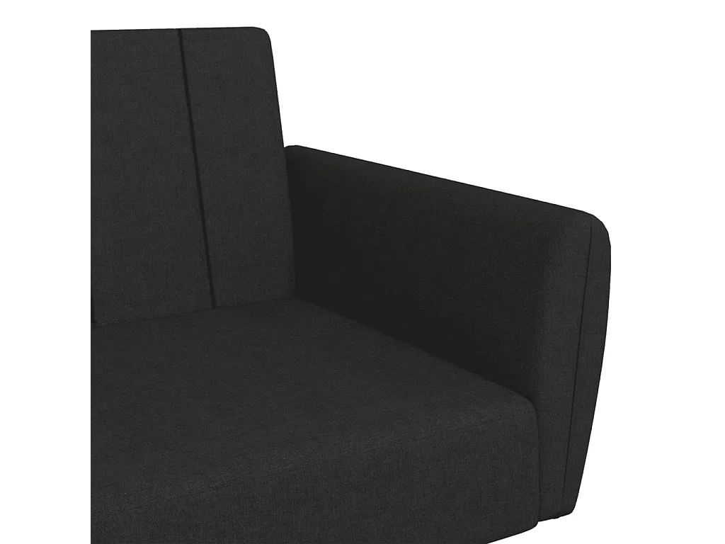 Sofá-cama de 2 lugares com apoio de pés tecido preto