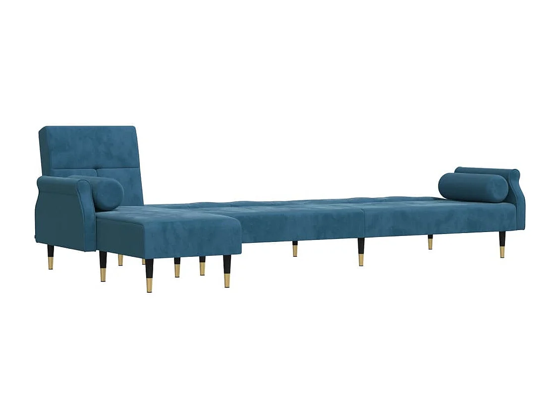 Canapé-lit en forme de L bleu 271x140x70 cm velours