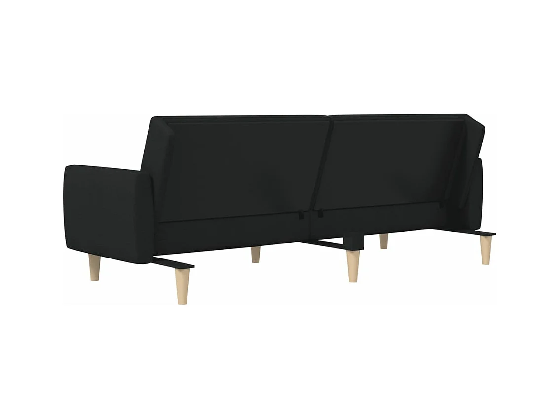 Divano Letto a 2 Posti Nero in Tessuto