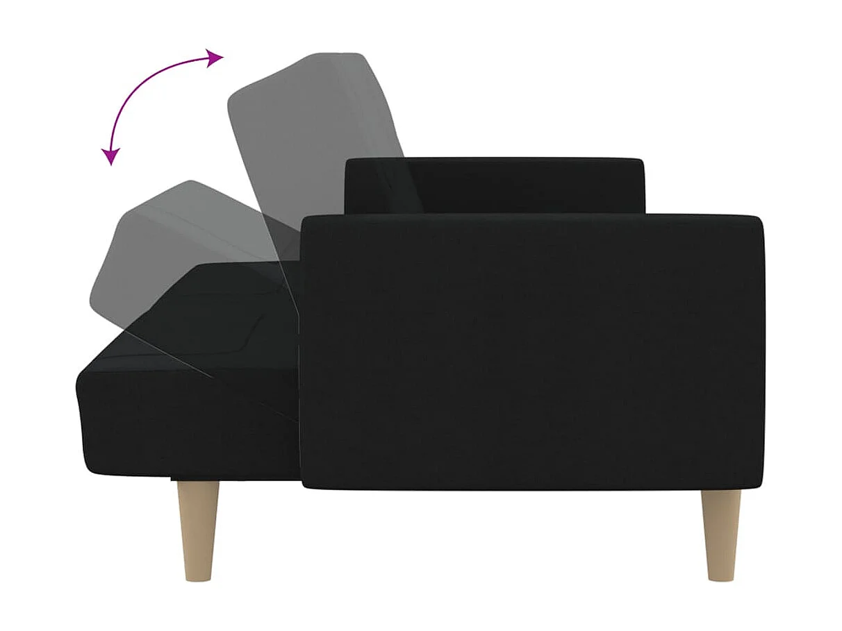 Schlafsofa 2-Sitzer Schwarz Stoff