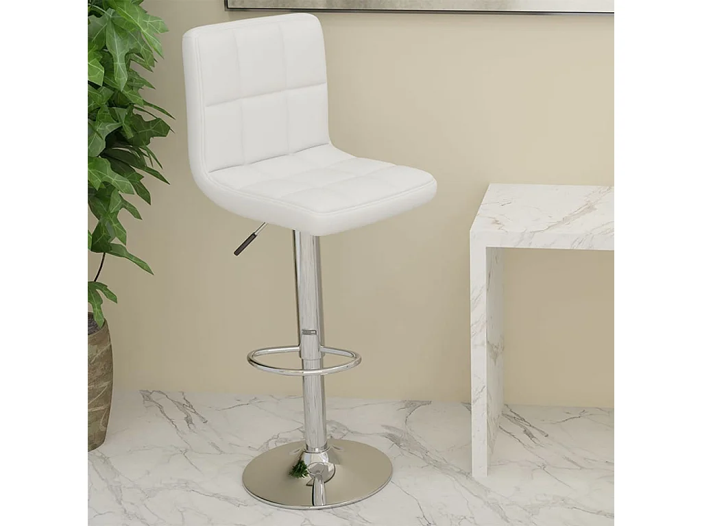 Taburete de cocina cuero sintético blanco