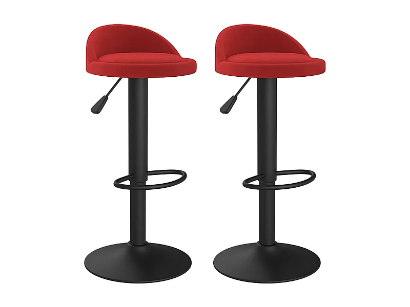 Tabourets de bar lot de 2 rouge bordeaux velours