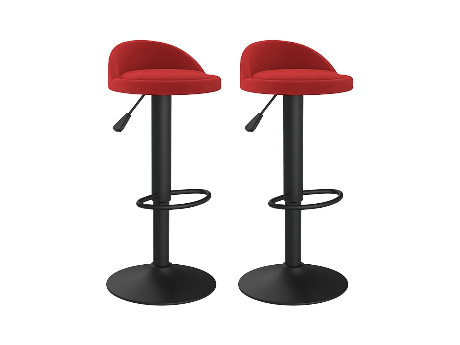 Tabourets de bar lot de 2 rouge bordeaux velours