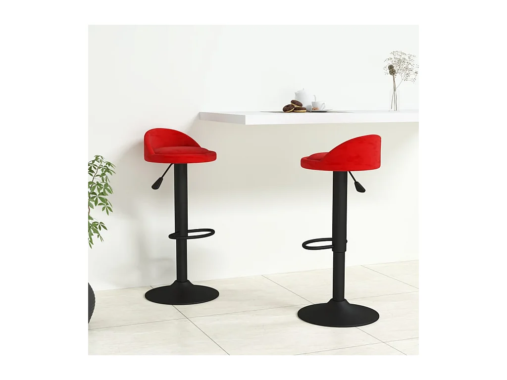 Tabourets de bar lot de 2 rouge bordeaux velours