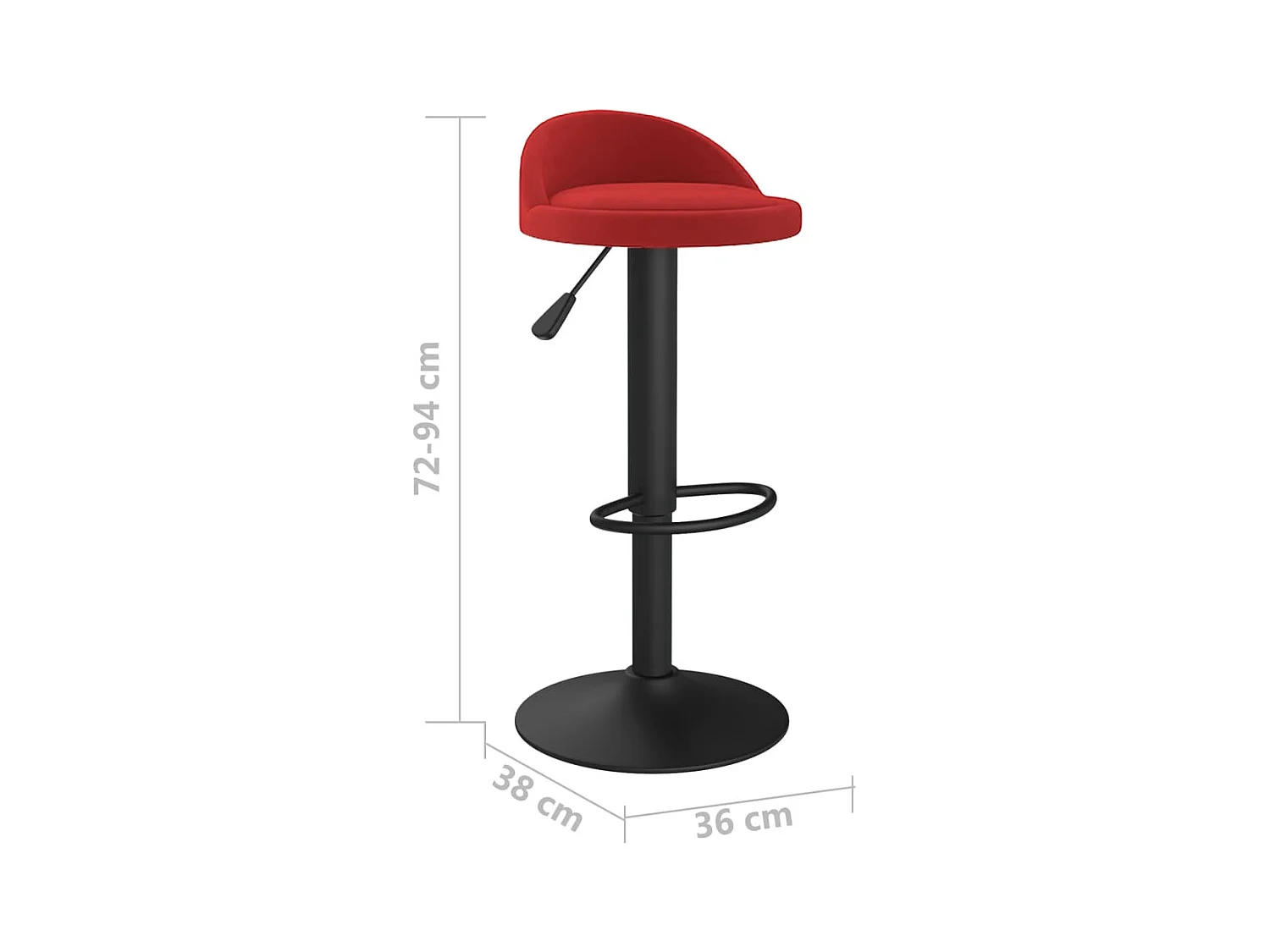 Tabourets de bar lot de 2 rouge bordeaux velours