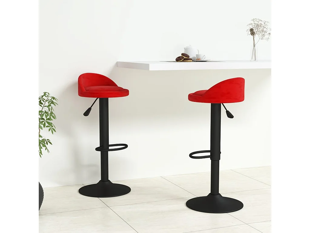 Tabourets de bar lot de 2 rouge bordeaux velours