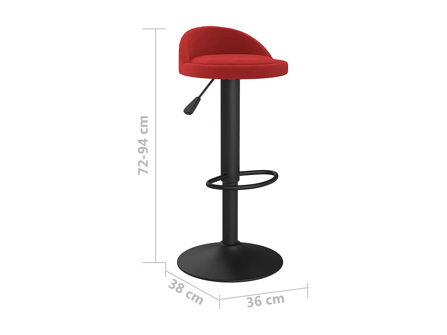 Tabourets de bar lot de 2 rouge bordeaux velours
