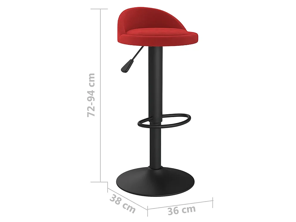 Tabourets de bar lot de 2 rouge bordeaux velours