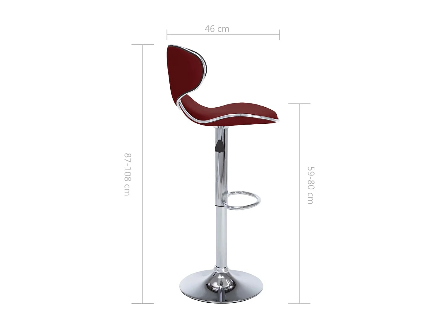 Tabourets de bar lot de 2 rouge bordeaux similicuir
