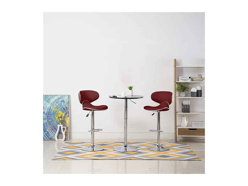 Barhocker 2 Stk. Weinrot Kunstleder