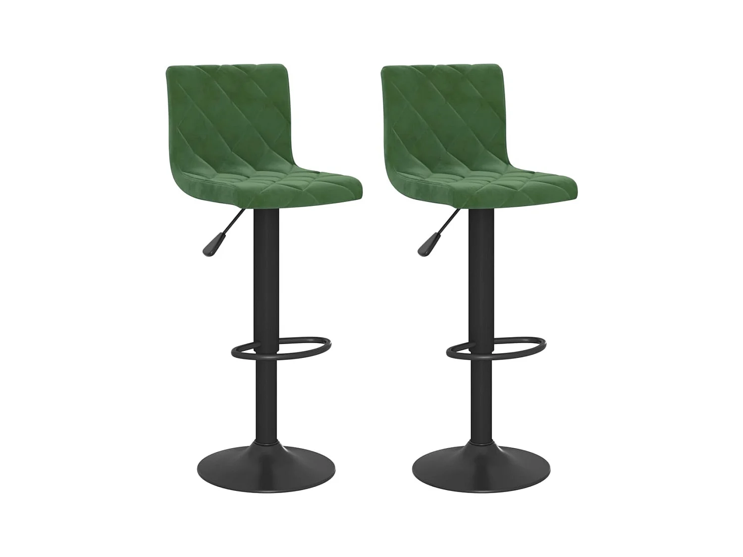 Tabourets de bar lot de 2 vert foncé velours