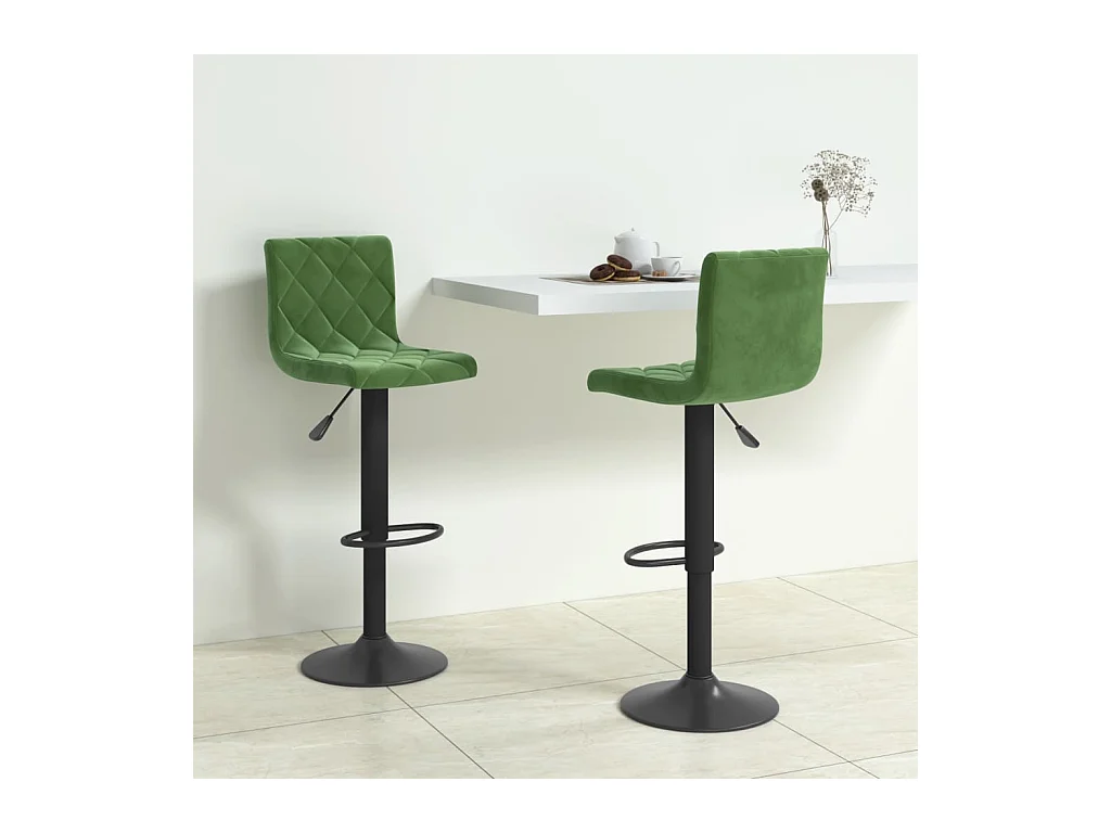 Tabourets de bar lot de 2 vert foncé velours