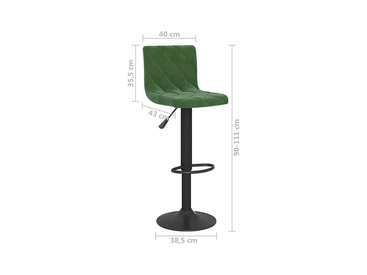 Tabourets de bar lot de 2 vert foncé velours