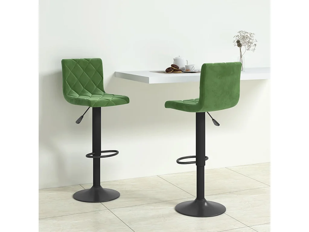 Tabourets de bar lot de 2 vert foncé velours
