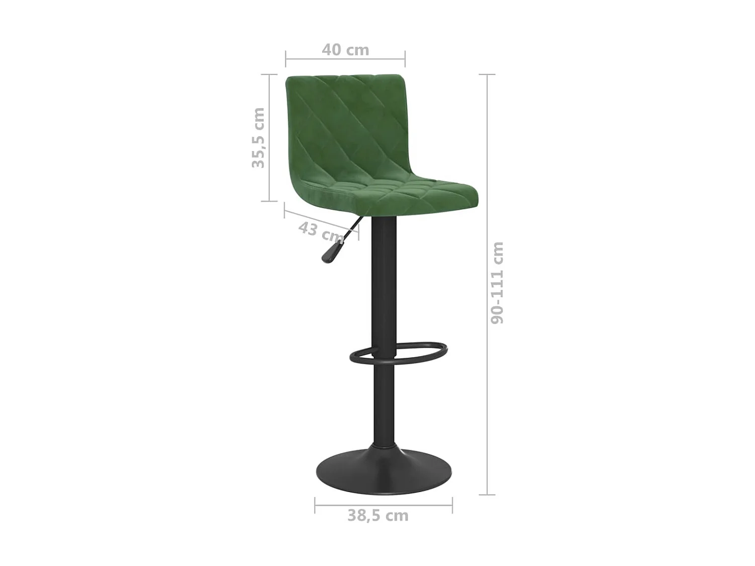 Tabourets de bar lot de 2 vert foncé velours