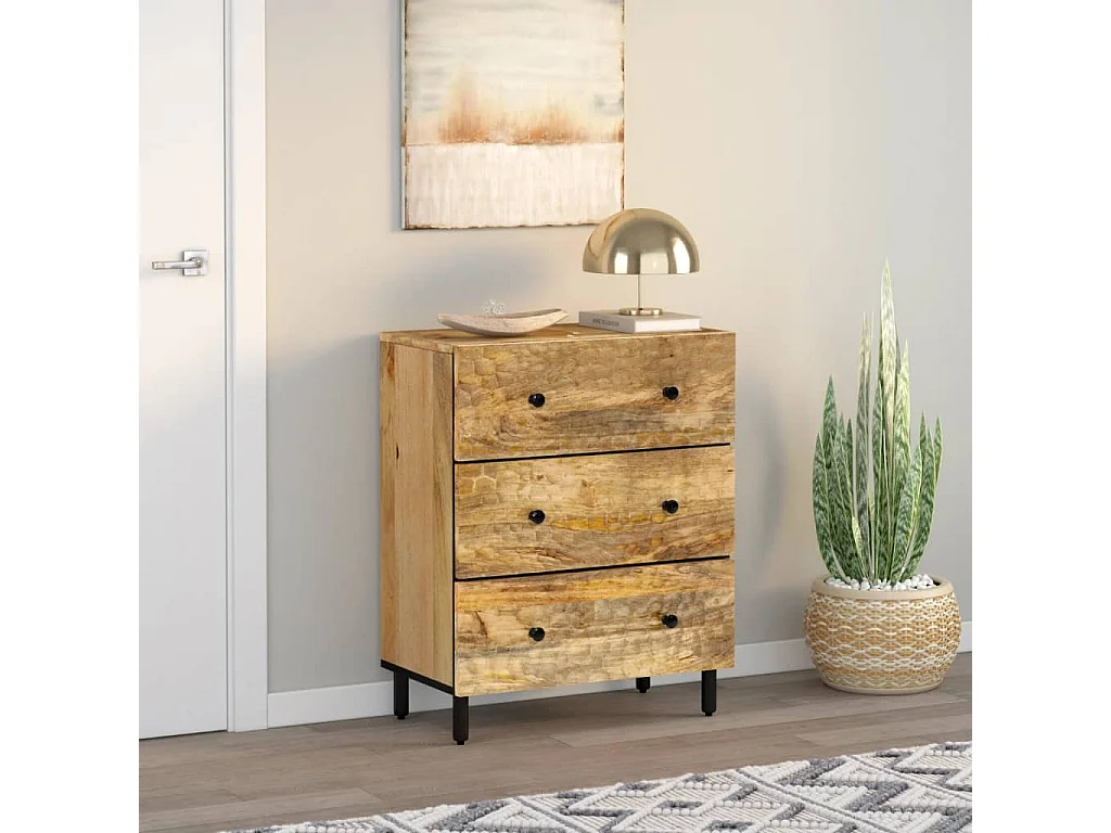 Beistellschrank 60x33x75 cm Massivholz Mango