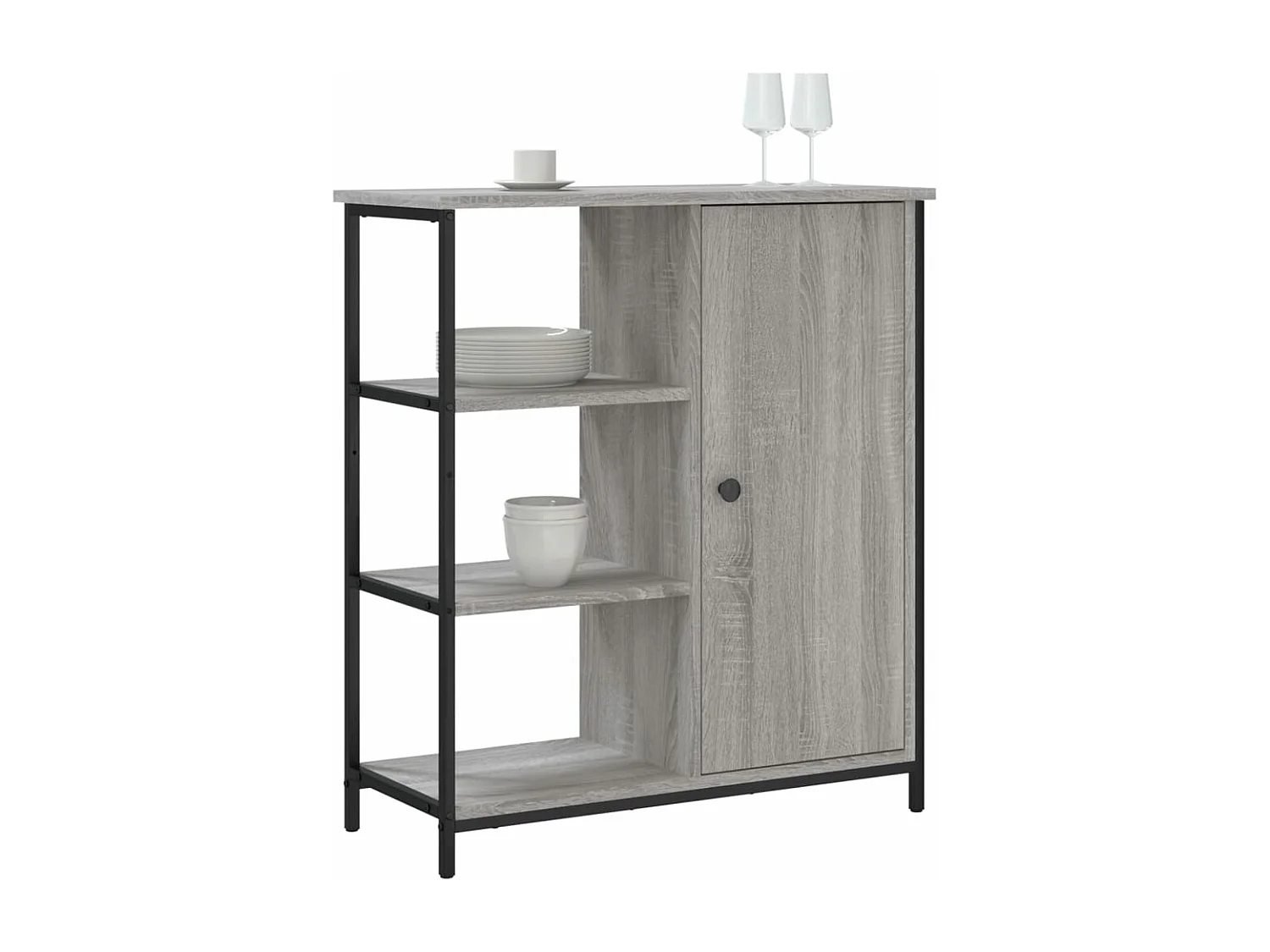 Aparador de madera de ingeniería gris Sonoma 70x30x80 cm