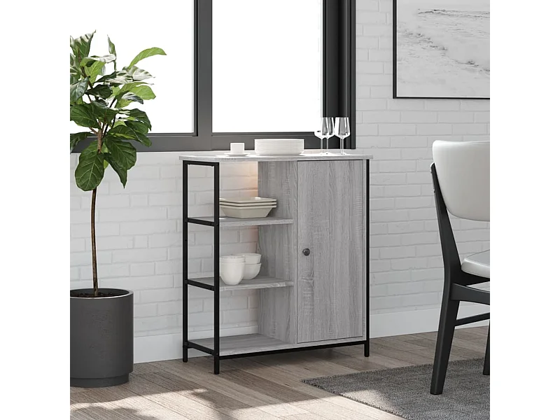 Credenza Grigio Sonoma 70x30x80 cm in Legno Multistrato