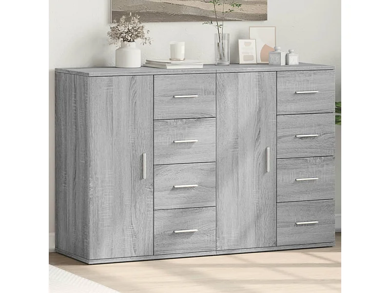 Aparadores 2 uds madera de ingeniería gris Sonoma 59x39x80 cm