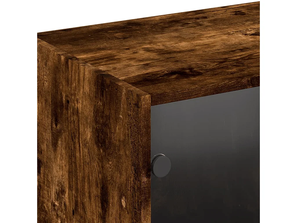 Bücherschrank mit Türen Räuchereiche 204x37x75 cm Holzwerkstoff