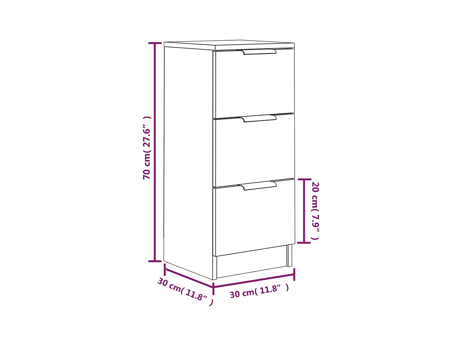 Sideboards 2 Stk. Braun Eichen-Optik 30x30x70 cm Holzwerkstoff