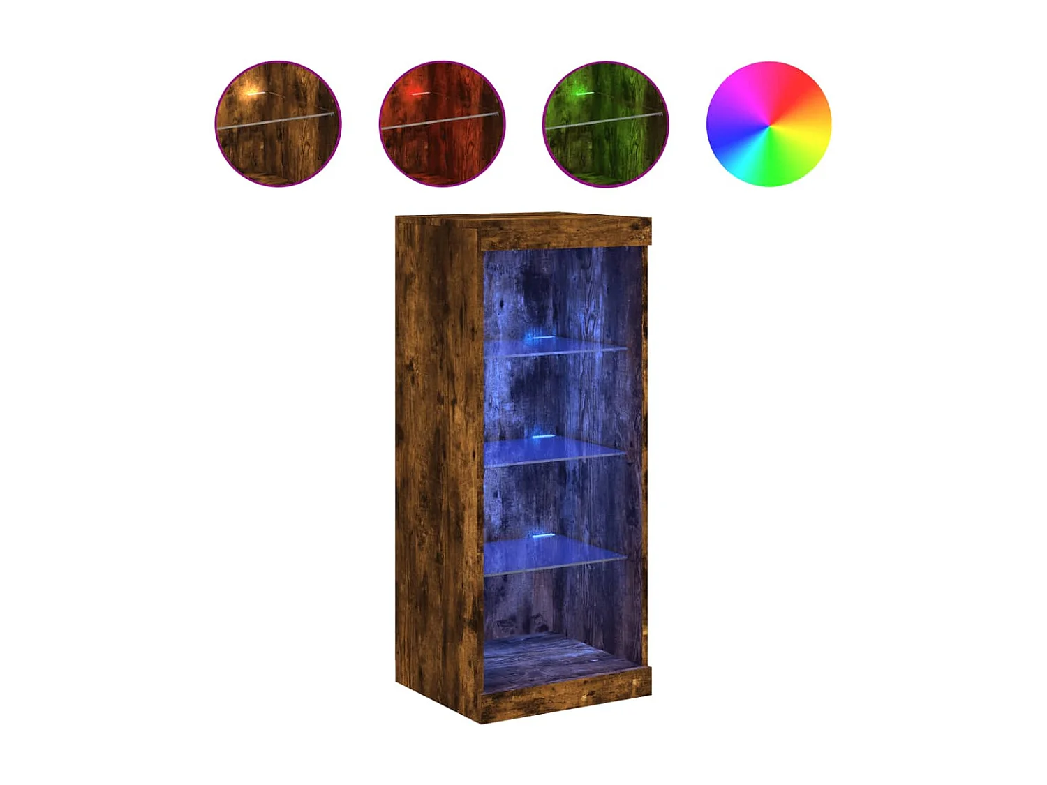 Aparador com luzes LED 41x37x100 cm carvalho fumado