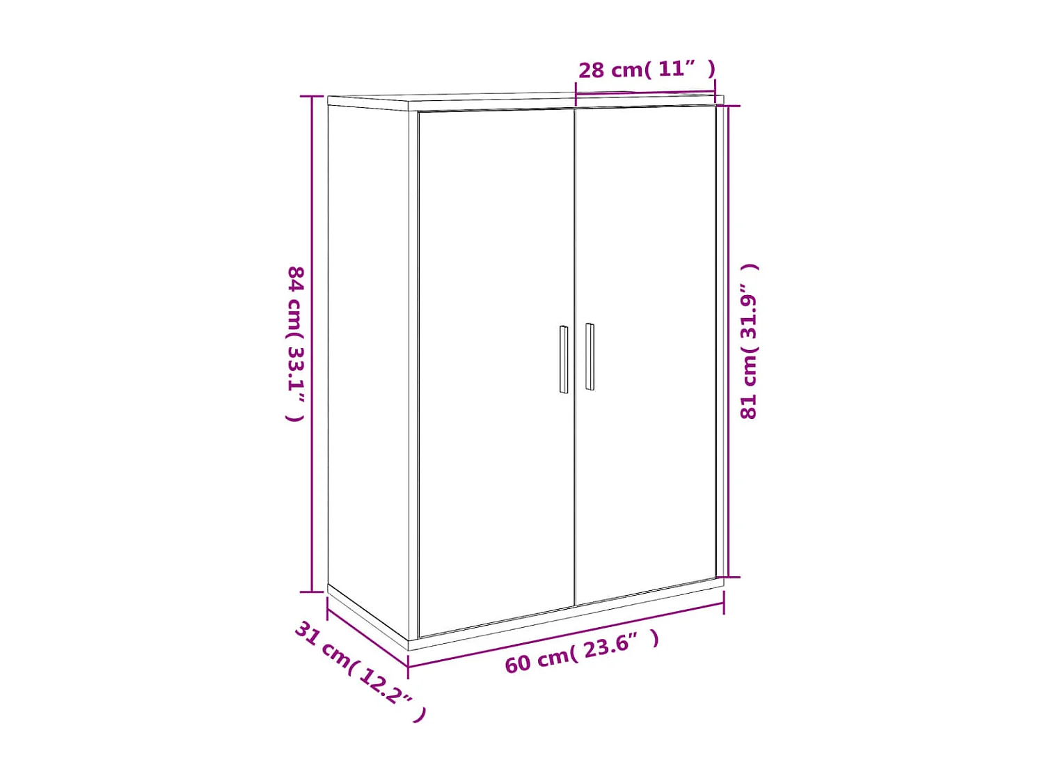 Aparadores 2 pcs 60x31x84 cm derivados madeira carvalho fumado