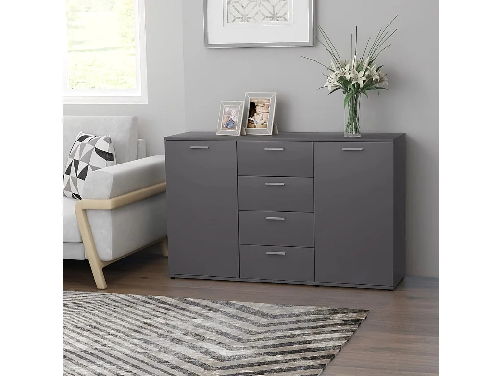 Aparador de madera contrachapada gris 120x35,5x75 cm