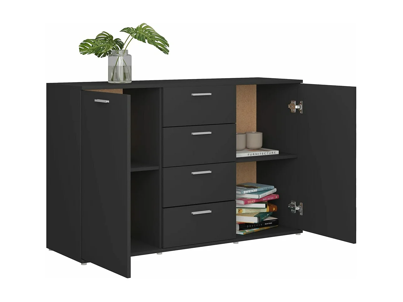 Aparador de madera contrachapada gris 120x35,5x75 cm