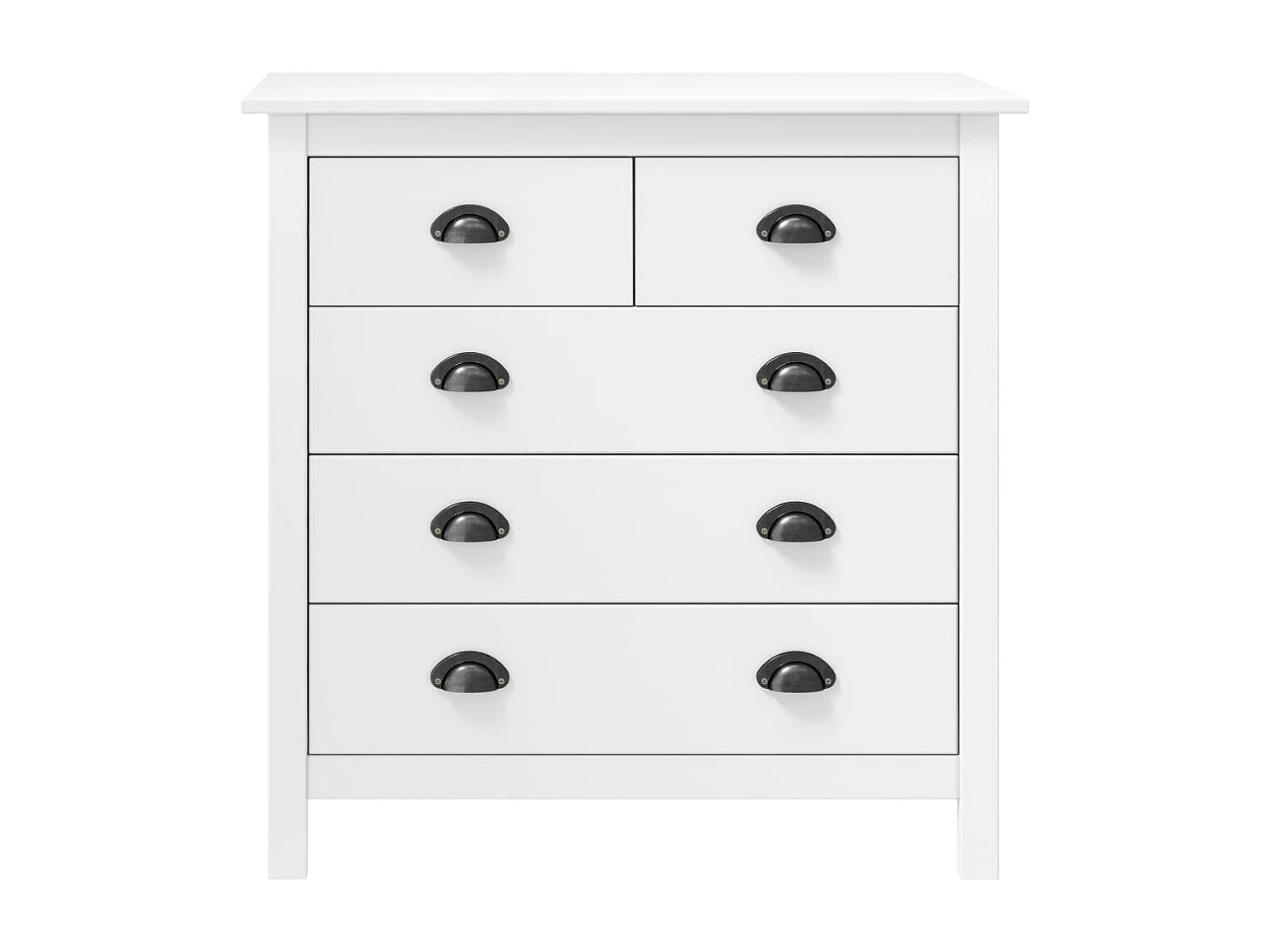 Credenza Hill Bianca 79x40x80 cm in Legno Massello di Pino