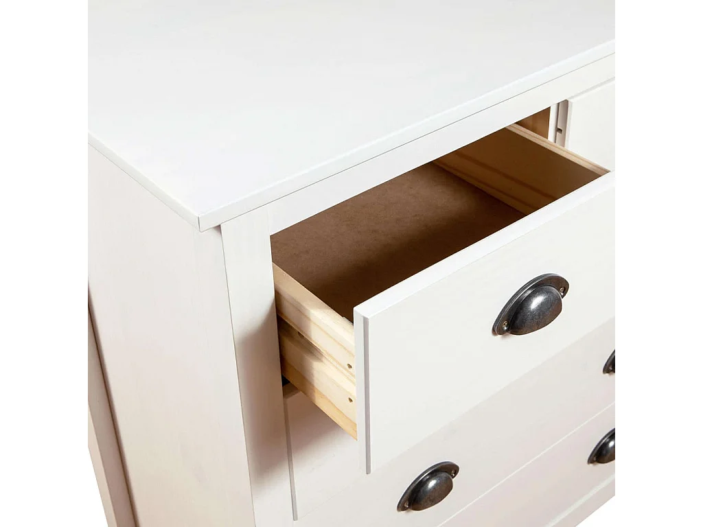 Credenza Hill Bianca 79x40x80 cm in Legno Massello di Pino