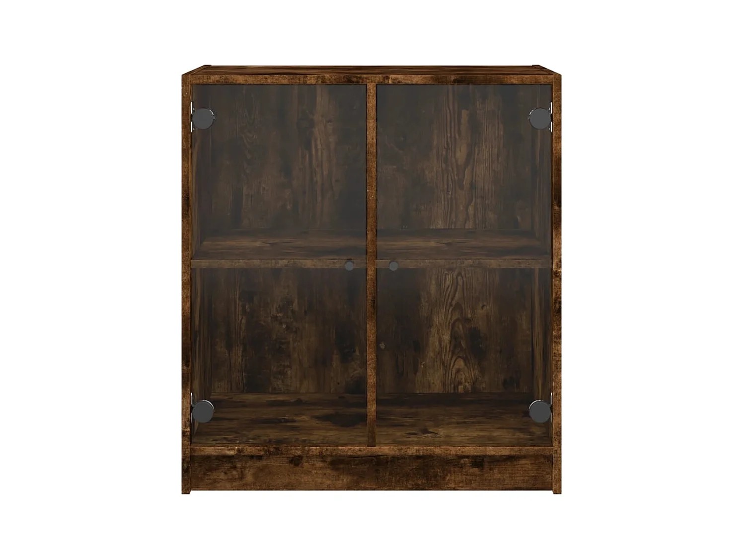 Armário de apoio c/ portas vidro 68x37x75,5 cm carvalho fumado
