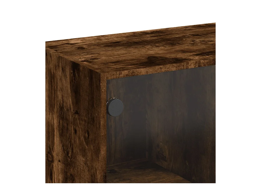 Armário de apoio c/ portas vidro 68x37x75,5 cm carvalho fumado