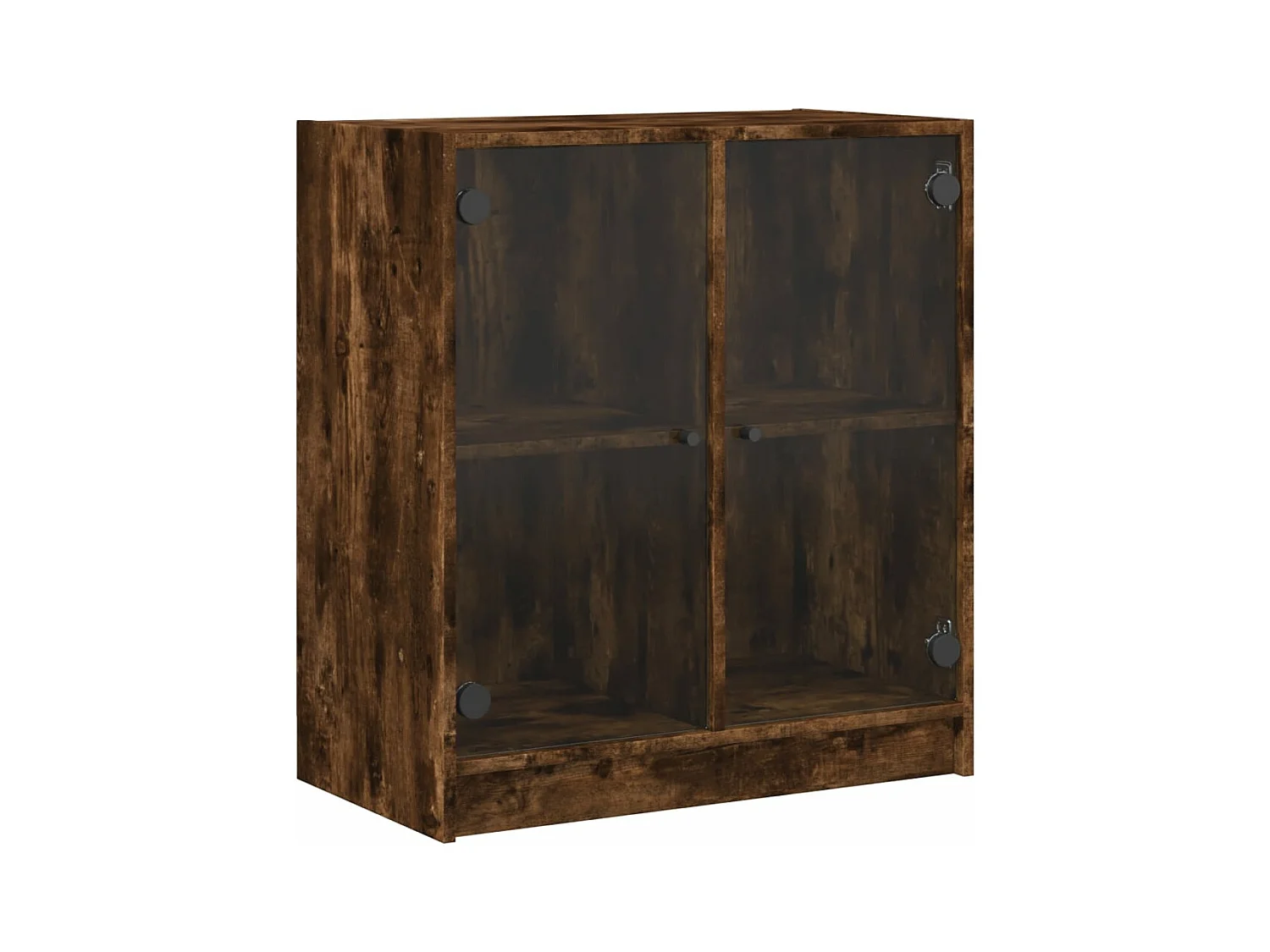 Armário de apoio c/ portas vidro 68x37x75,5 cm carvalho fumado
