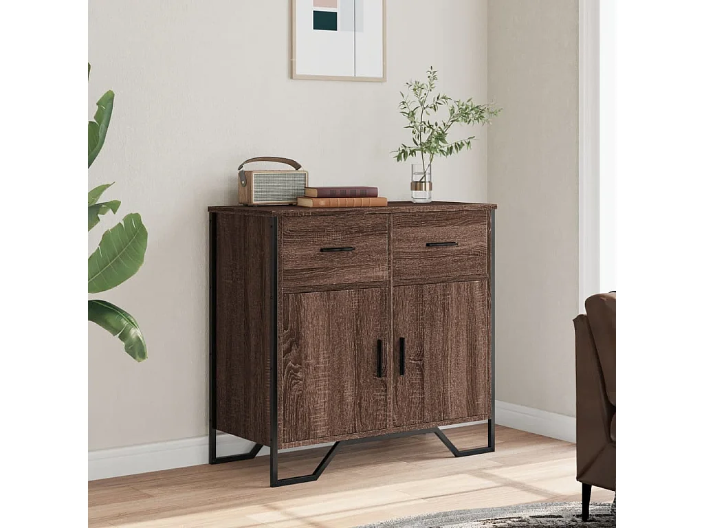Sideboard Braun Eichen-Optik 79,5x35,5x74,5 cm Holzwerkstoff