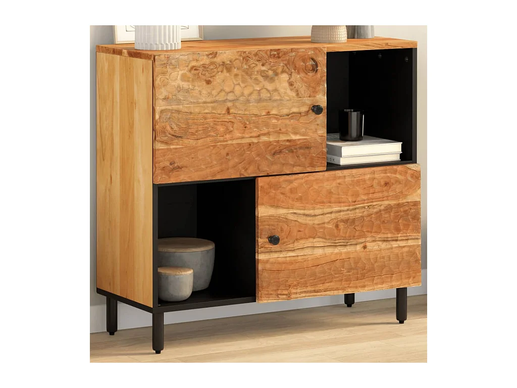 Armario auxiliar madera maciza de acacia 80x33x75 cm