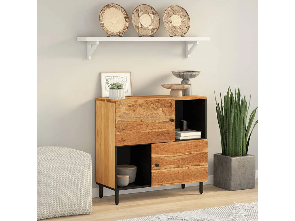 Beistellschrank 80x33x75 cm Massivholz Akazie